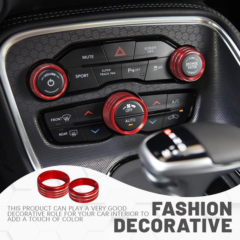 DWARFOO 3PCS Air Conditioner Switch Button Knob Cover, Aluminum Alloy A/C Decal Trim Rings, Car Interior Decor Accessories AC Climate Control Knob Outer Ring Replacement for Dodge Challenger Durango 2015-2022 - Image 5